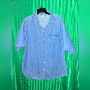 Open Trails Men's XXL Denim Shirt Short Sleeve Button Up Pocket Outdoor Western